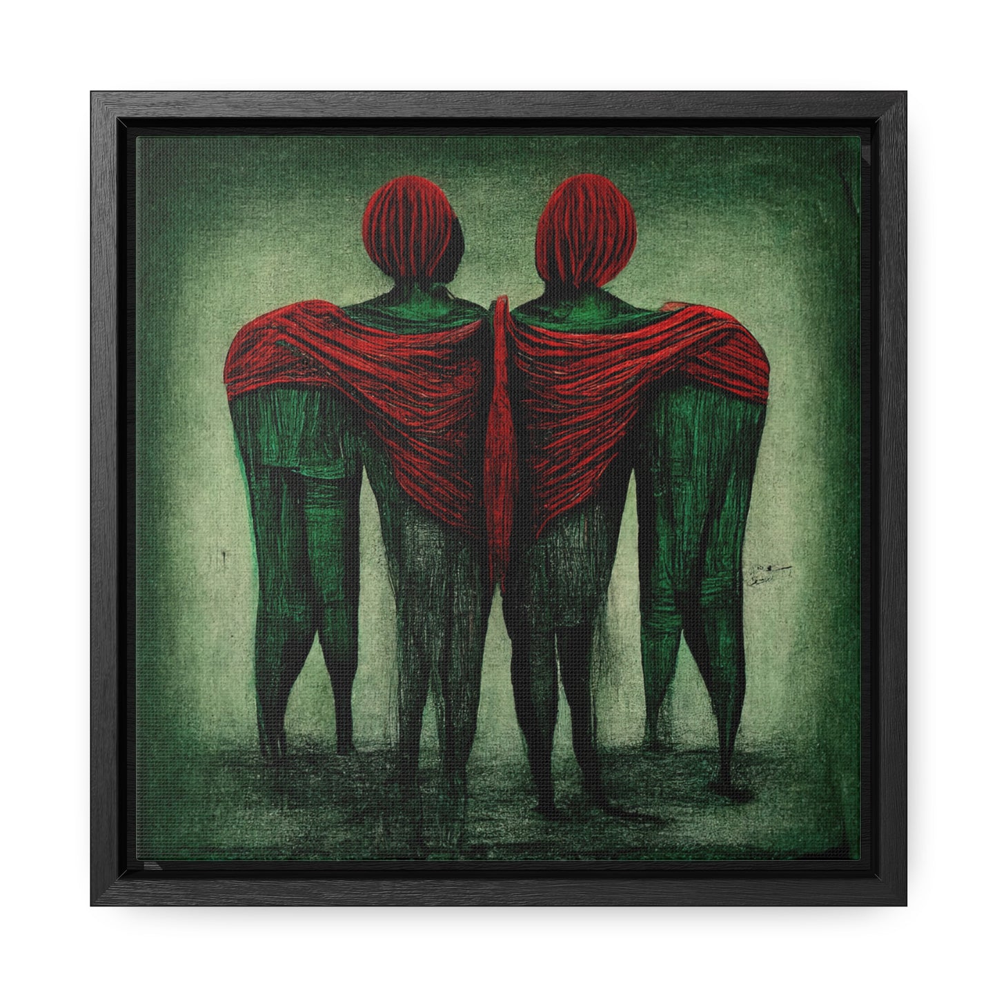 Loneliness Green Red 2, Valentinii, Gallery Canvas Wraps, Square Frame