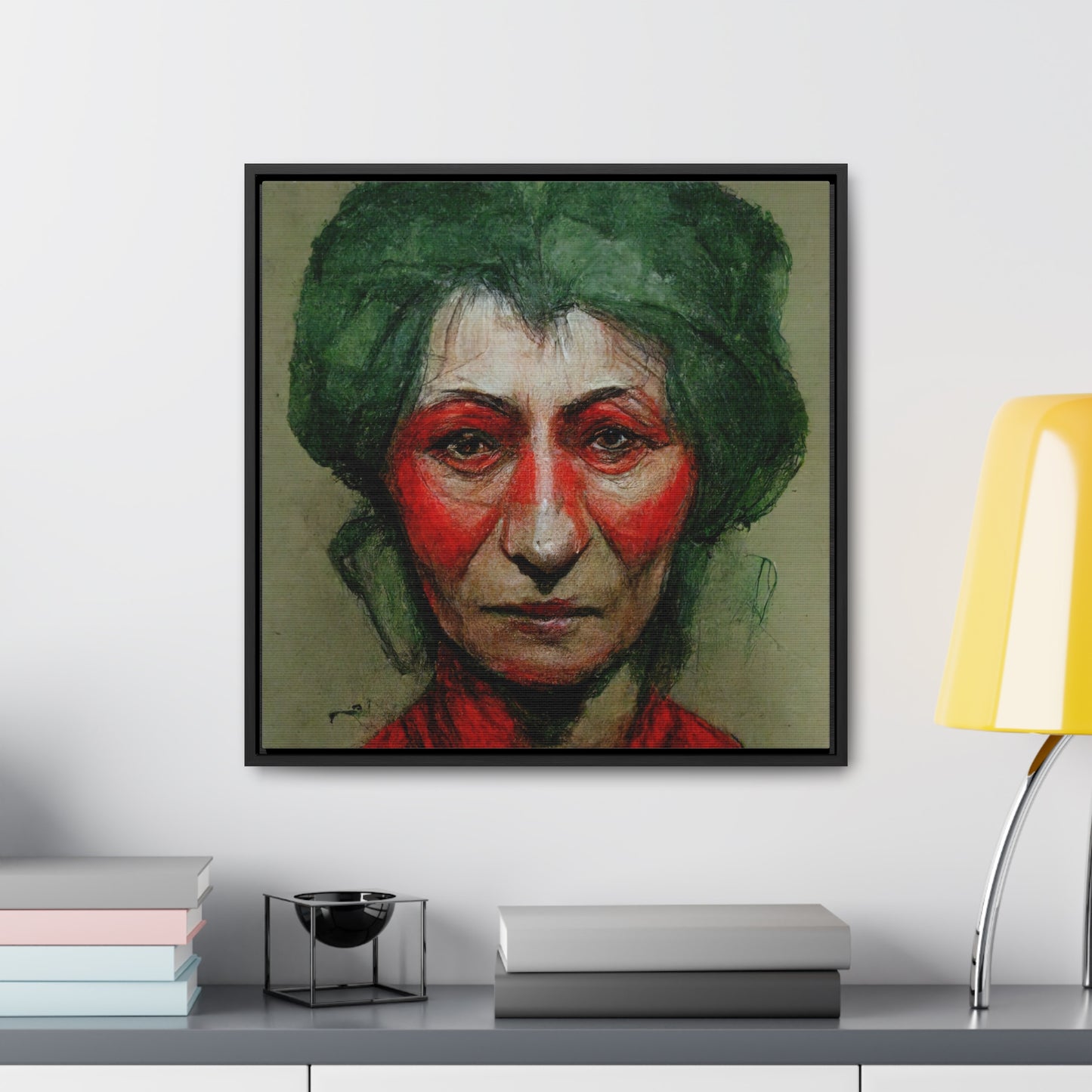 Loneliness Green Red 44, Valentinii, Gallery Canvas Wraps, Square Frame