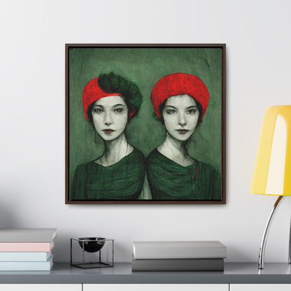 Loneliness Green Red 32, Valentinii, Gallery Canvas Wraps, Square Frame