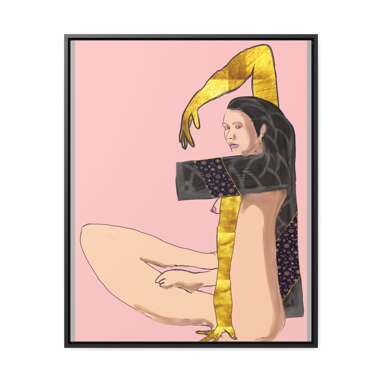 Woman With Long Leg and Golden Arms, Original Eduard Pavel, Gallery Canvas Wraps, Vertical Frame