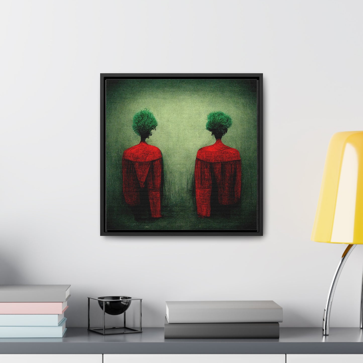 Loneliness Green Red 28, Valentinii, Gallery Canvas Wraps, Square Frame