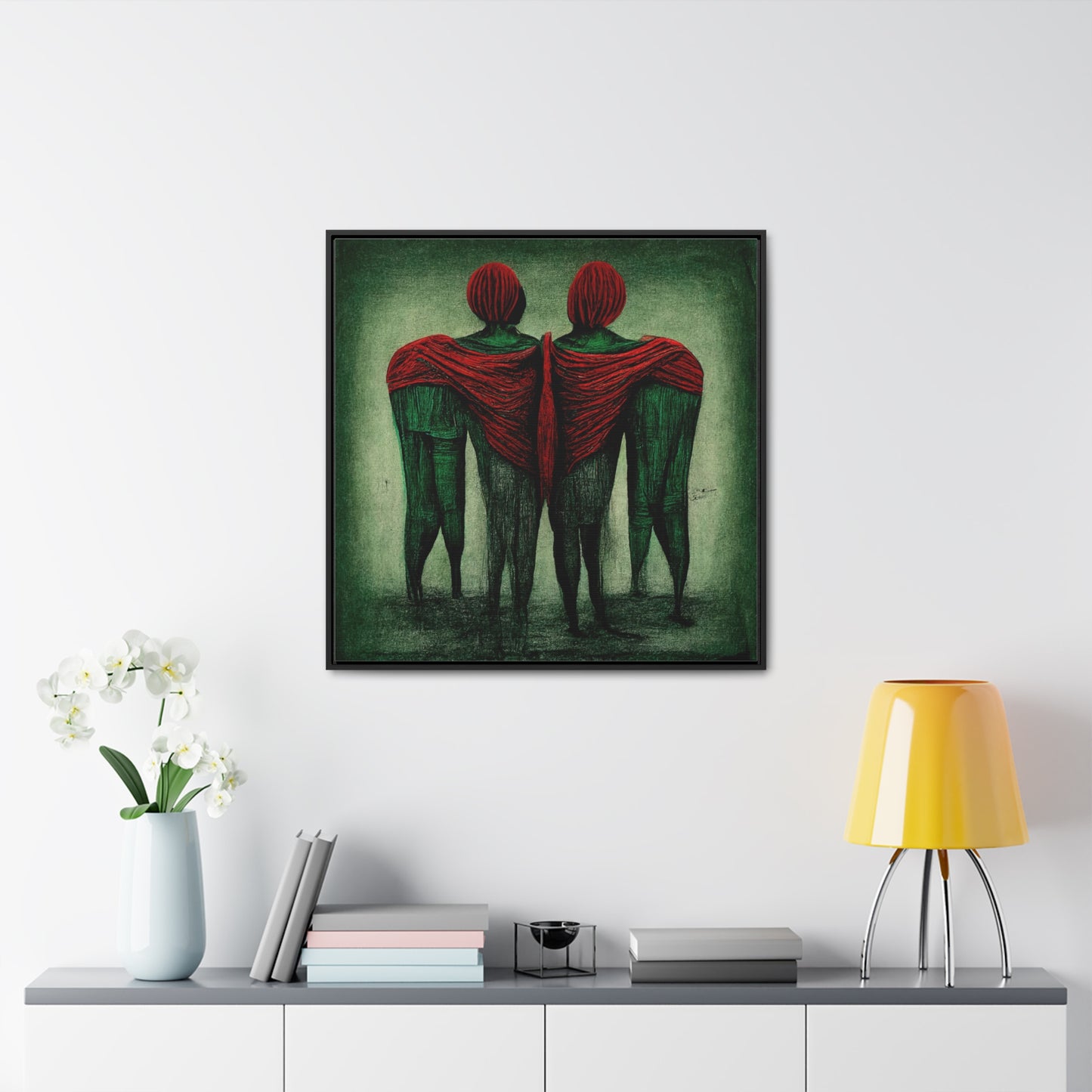 Loneliness Green Red 2, Valentinii, Gallery Canvas Wraps, Square Frame