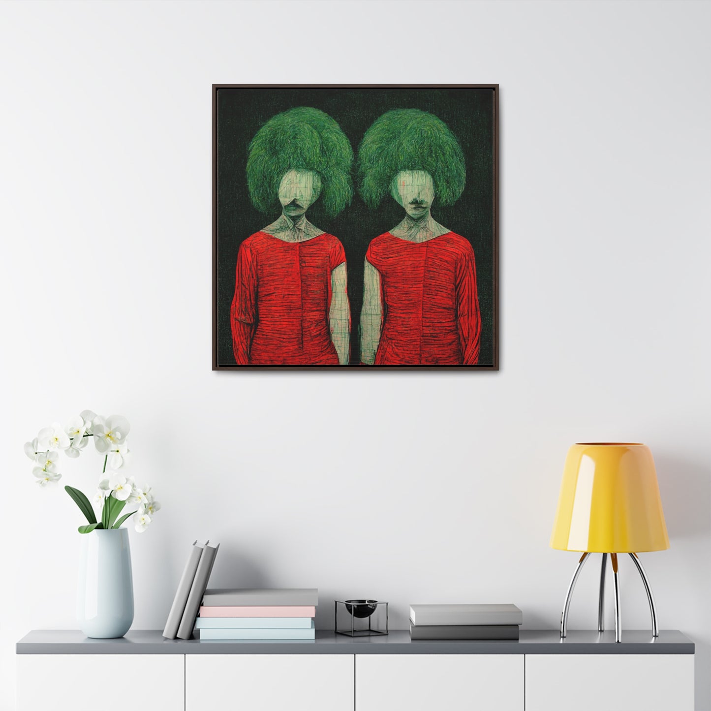 Loneliness Green Red 27, Valentinii, Gallery Canvas Wraps, Square Frame