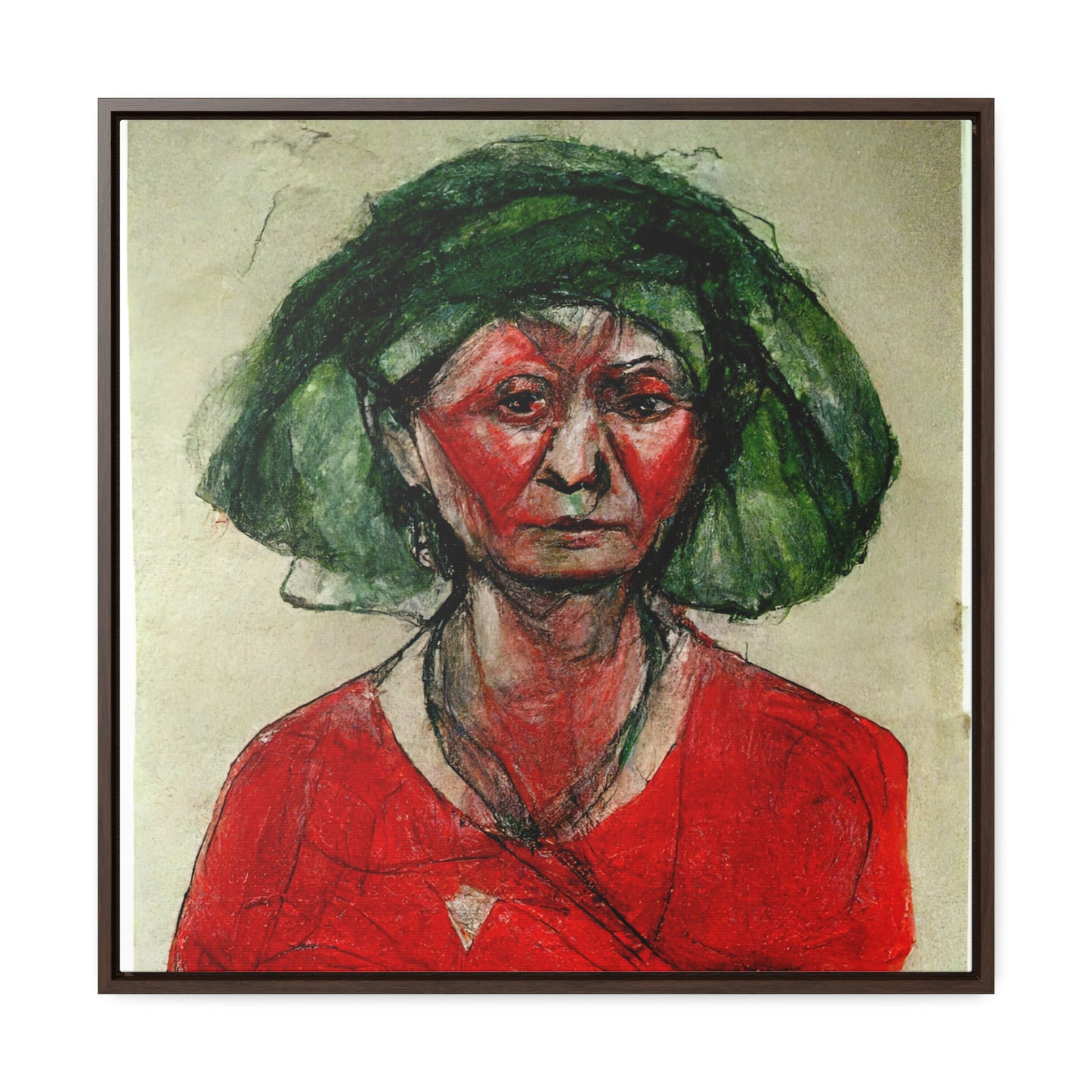 Loneliness Green Red 39, Valentinii, Gallery Canvas Wraps, Square Frame