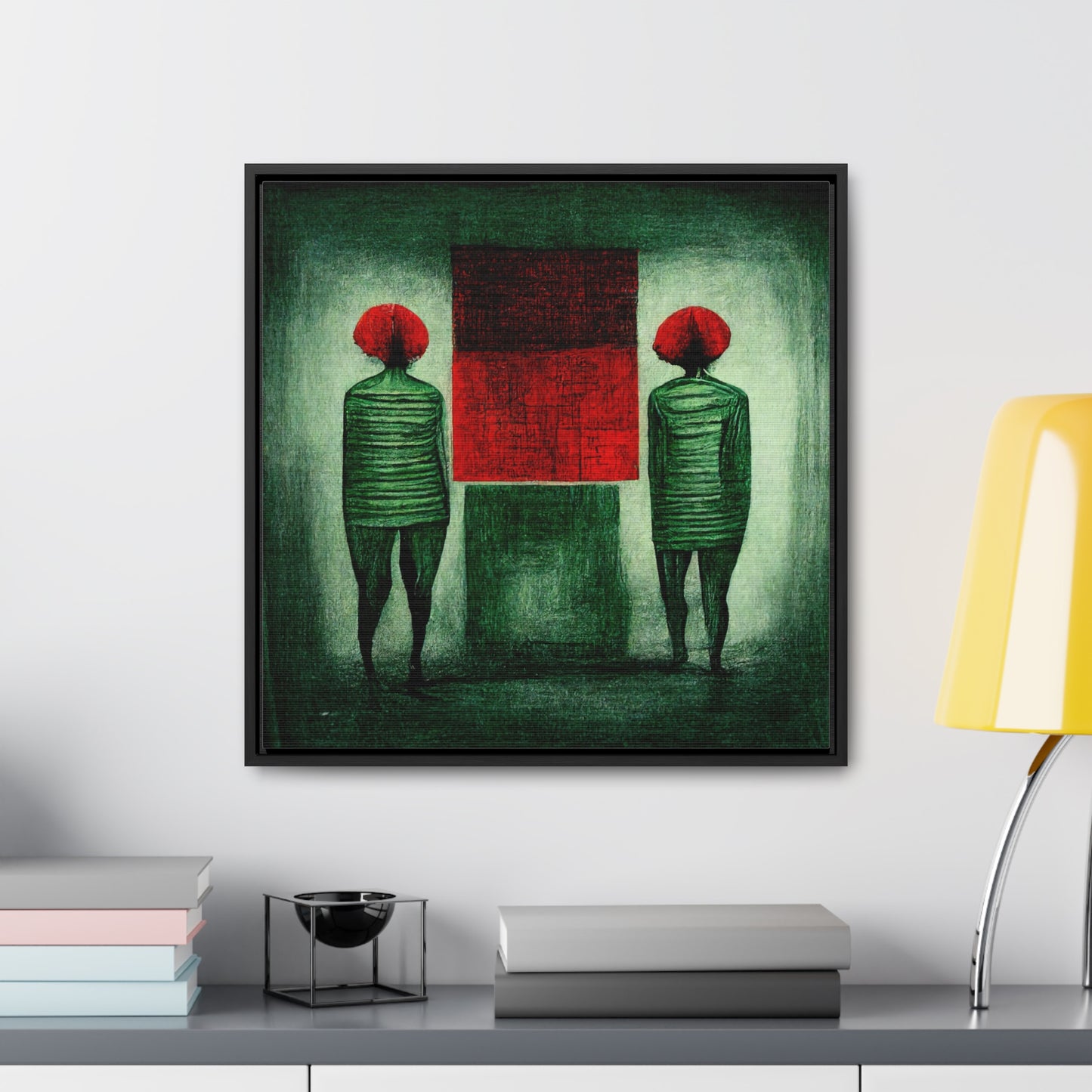 Loneliness Green Red 10, Valentinii, Gallery Canvas Wraps, Square Frame