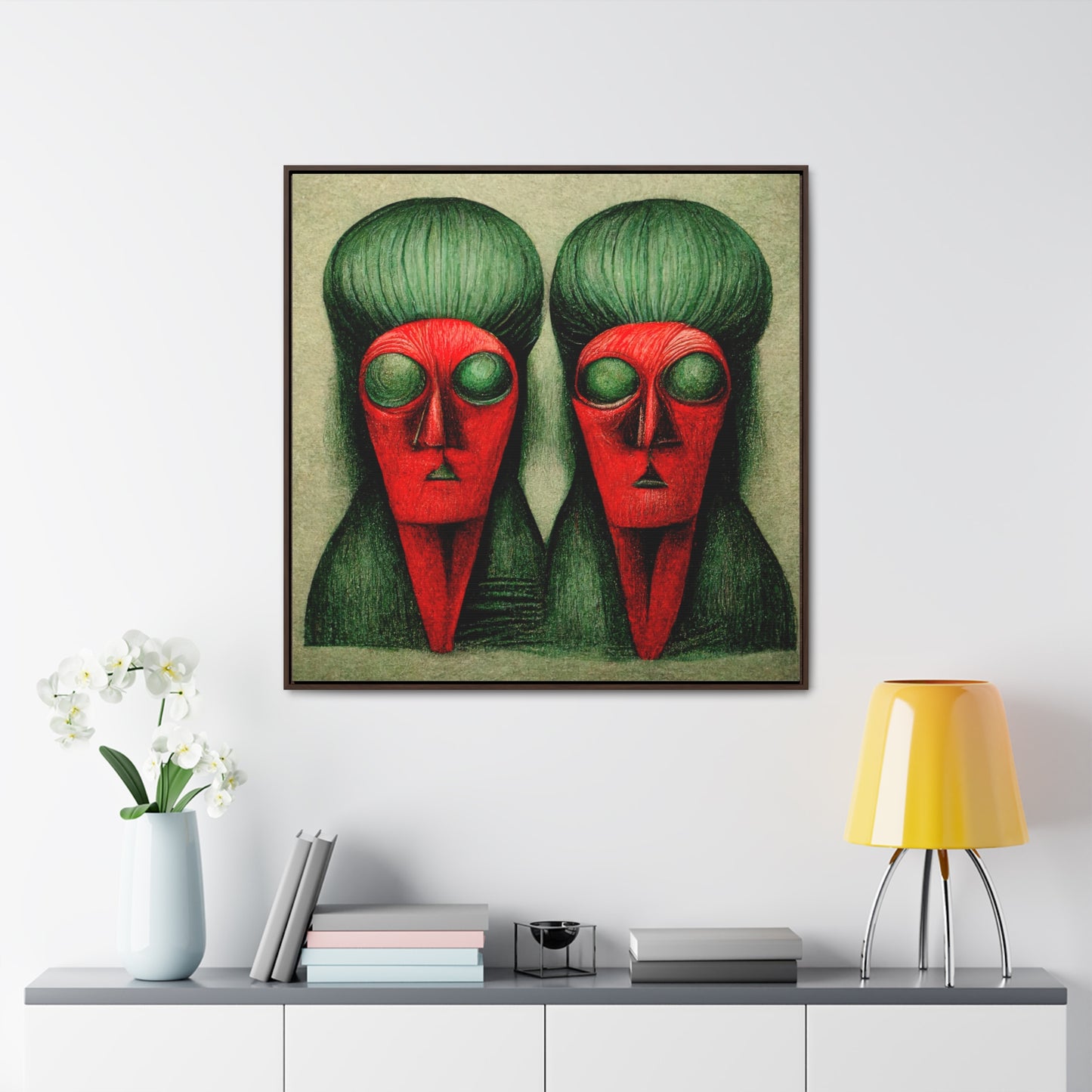 Loneliness Green Red 17, Valentinii, Gallery Canvas Wraps, Square Frame