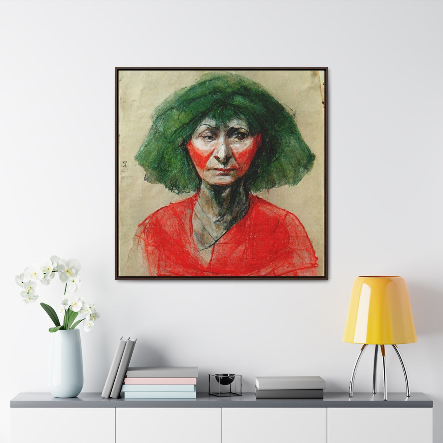 Loneliness Green Red 34, Valentinii, Gallery Canvas Wraps, Square Frame