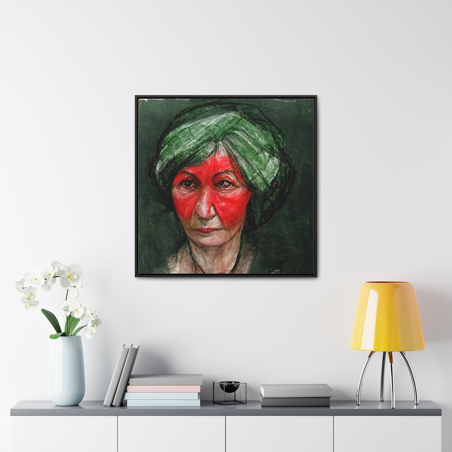 Loneliness Green Red 41, Valentinii, Gallery Canvas Wraps, Square Frame