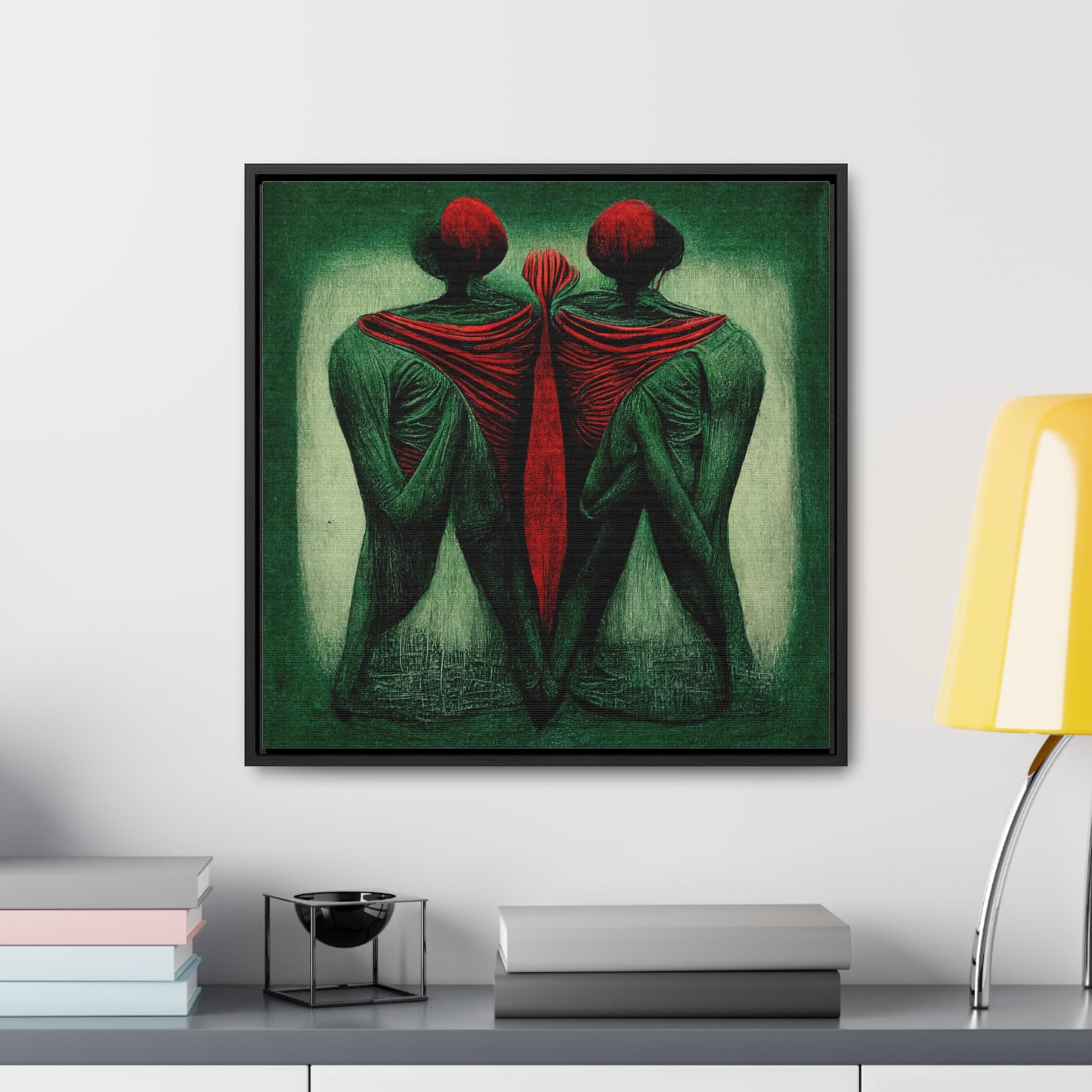 Loneliness Green Red 3, Valentinii, Gallery Canvas Wraps, Square Frame