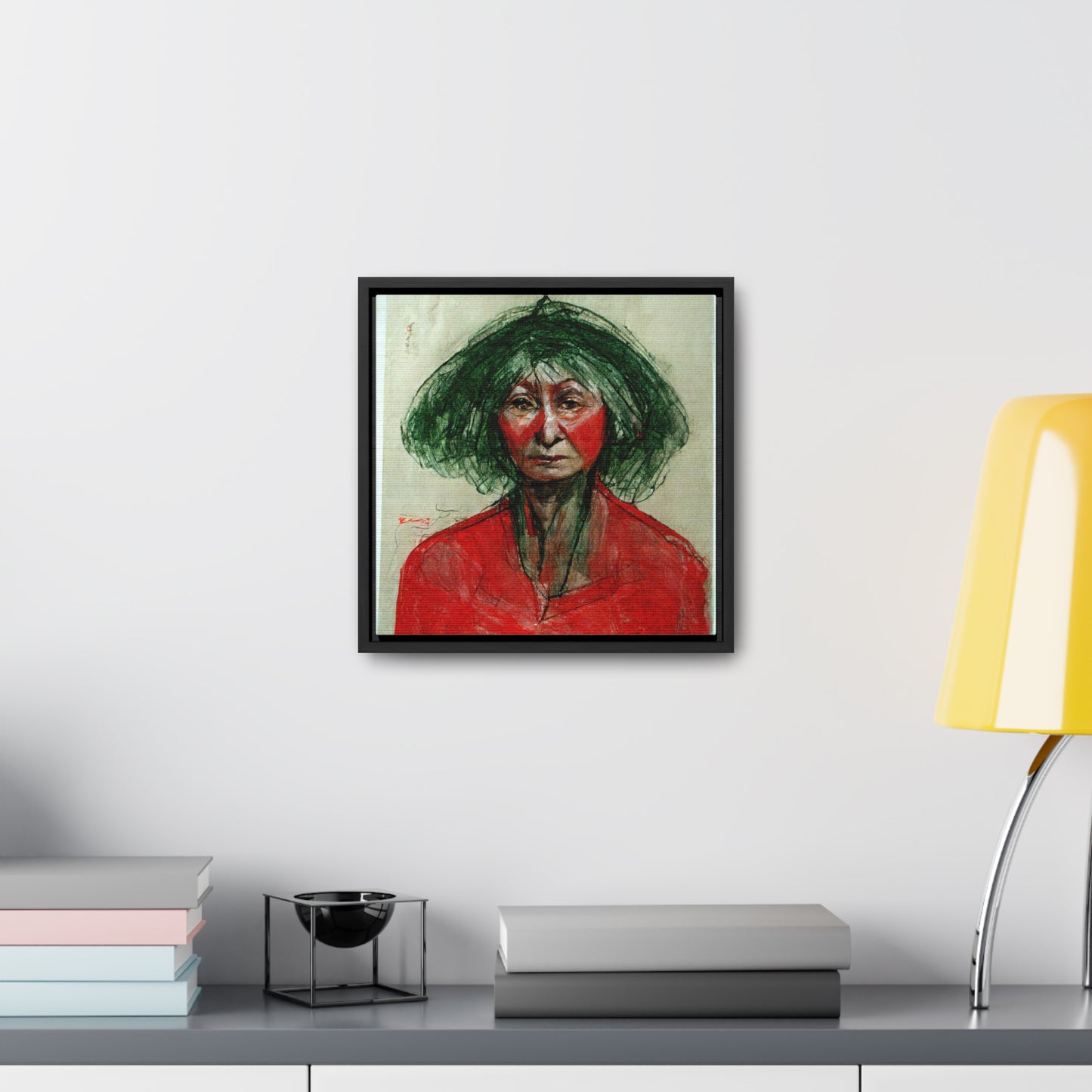 Loneliness Green Red 37, Valentinii, Gallery Canvas Wraps, Square Frame