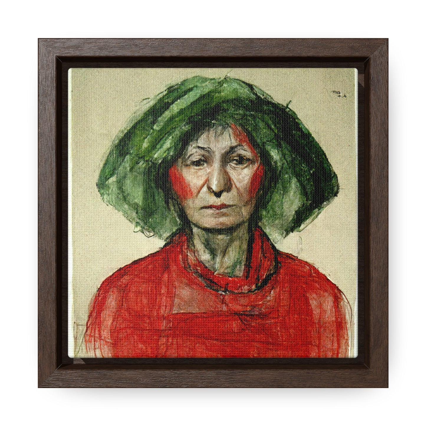 Loneliness Green Red 40, Valentinii, Gallery Canvas Wraps, Square Frame