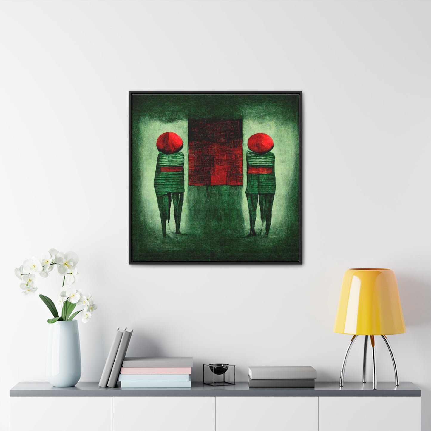 Loneliness Green Red 23, Valentinii, Gallery Canvas Wraps, Square Frame