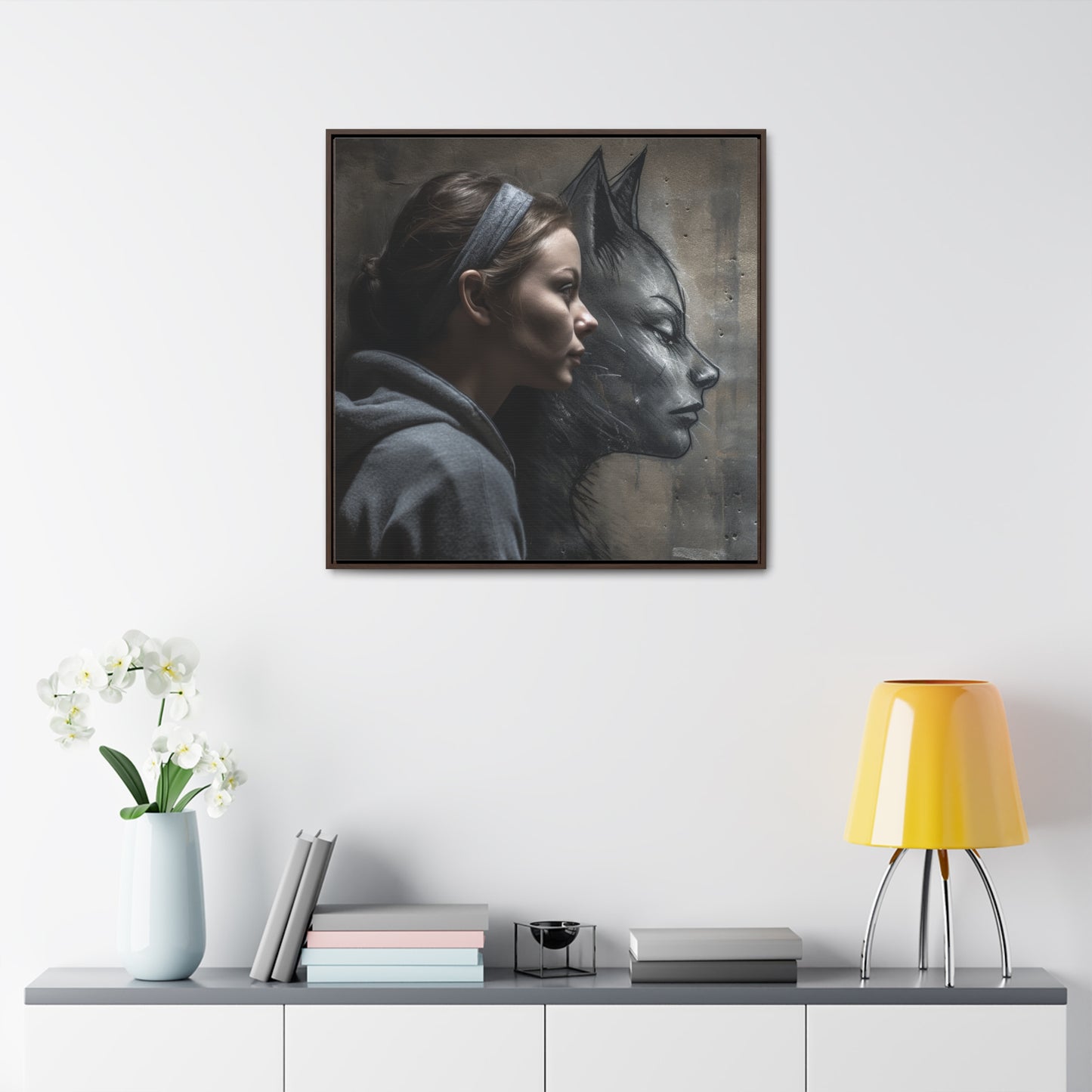 Cat Woman 19, Gallery Canvas Wraps, Square Frame