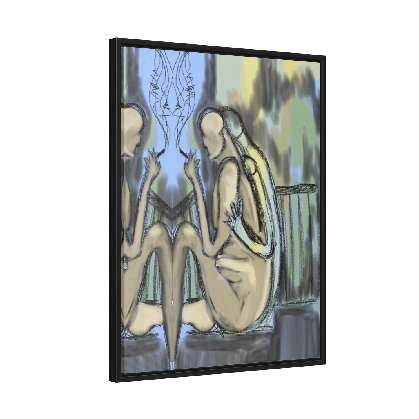 Lovers On The Stairs, Original Eduard Pavel, Gallery Canvas Wraps, Vertical Frame