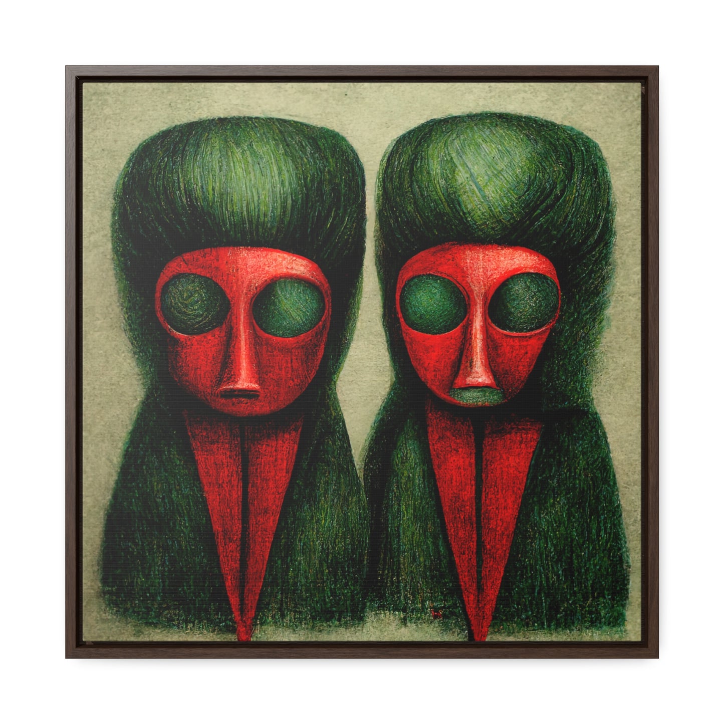 Loneliness Green Red 19, Valentinii, Gallery Canvas Wraps, Square Frame