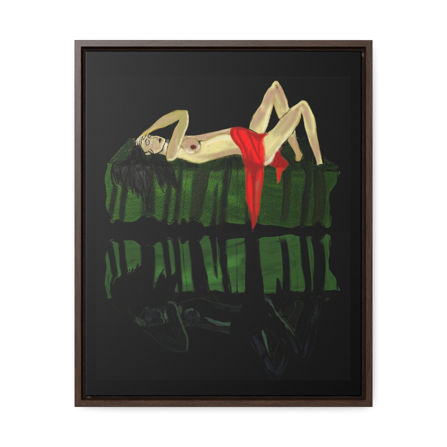 Woman in Bed in Mirror, Original Eduard Pavel, Gallery Canvas Wraps, Vertical Frame