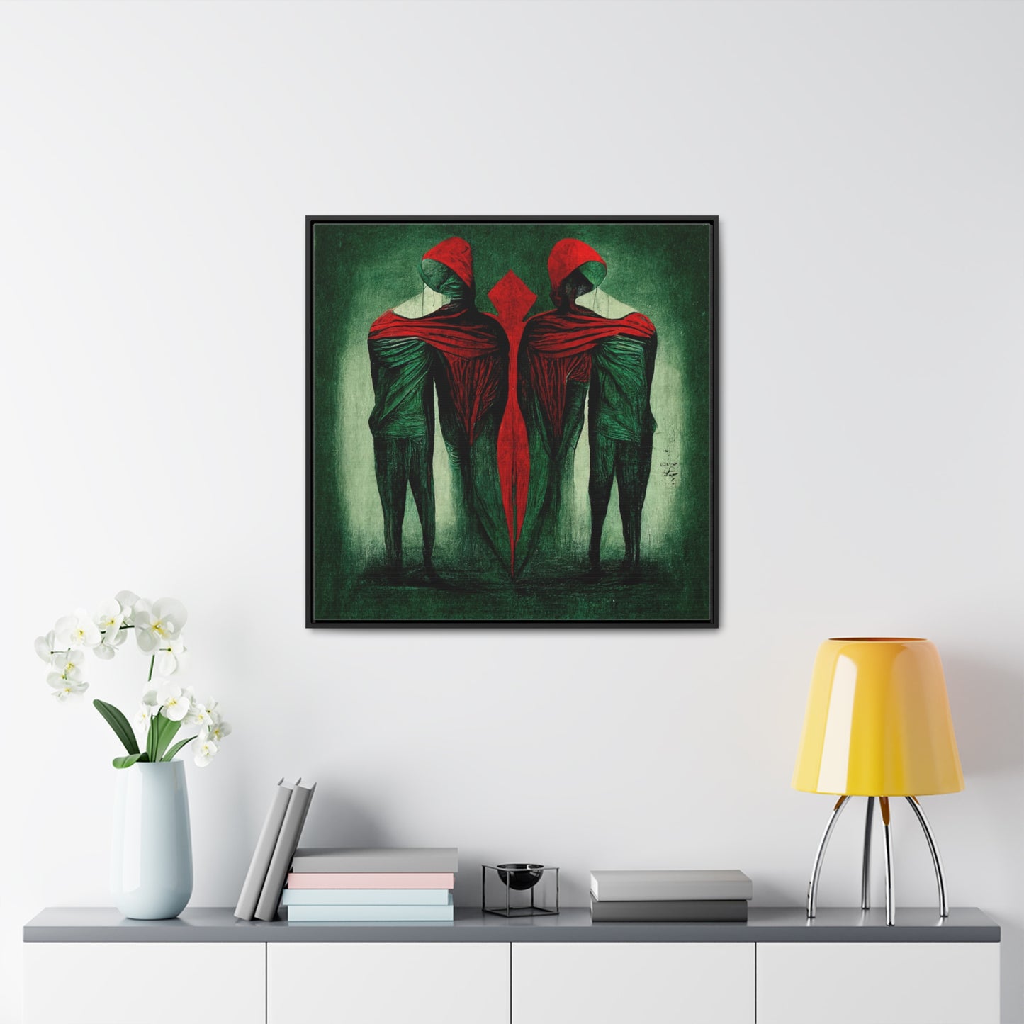 Loneliness Green Red, Valentinii, Gallery Canvas Wraps, Square Frame