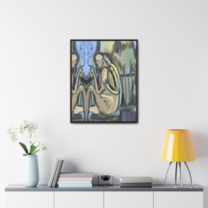 Lovers On The Stairs, Original Eduard Pavel, Gallery Canvas Wraps, Vertical Frame