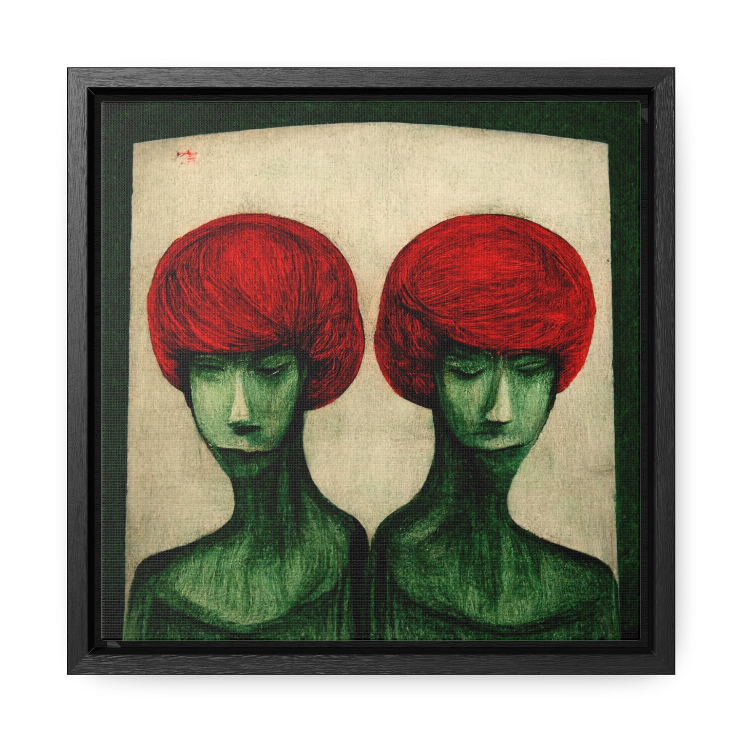 Loneliness Green Red 21, Valentinii, Gallery Canvas Wraps, Square Frame