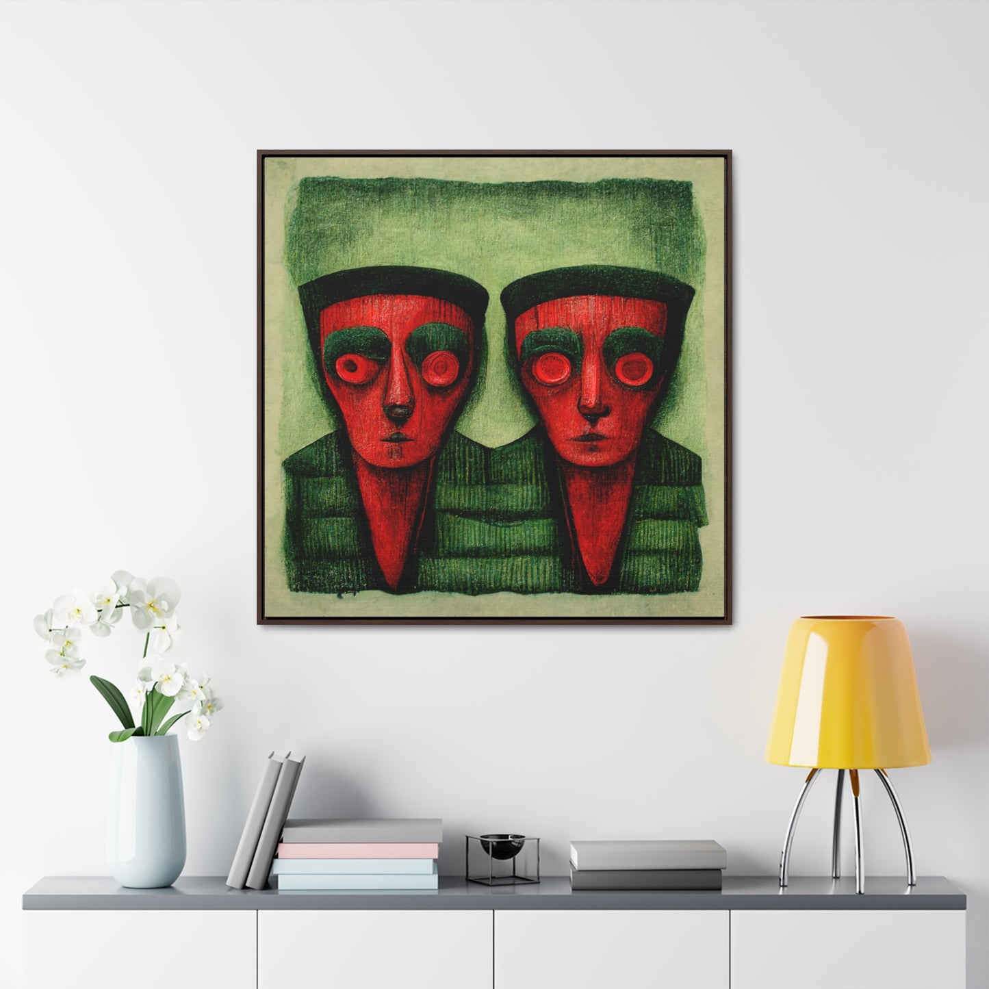 Loneliness Green Red 16, Valentinii, Gallery Canvas Wraps, Square Frame