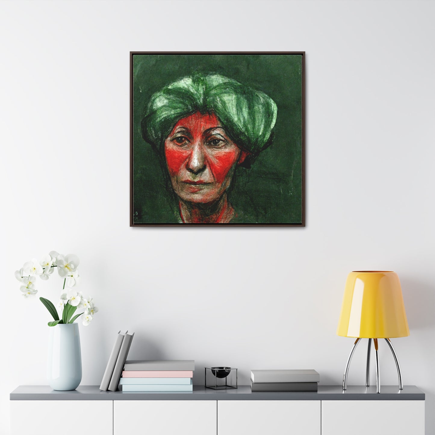 Loneliness Green Red 42, Valentinii, Gallery Canvas Wraps, Square Frame