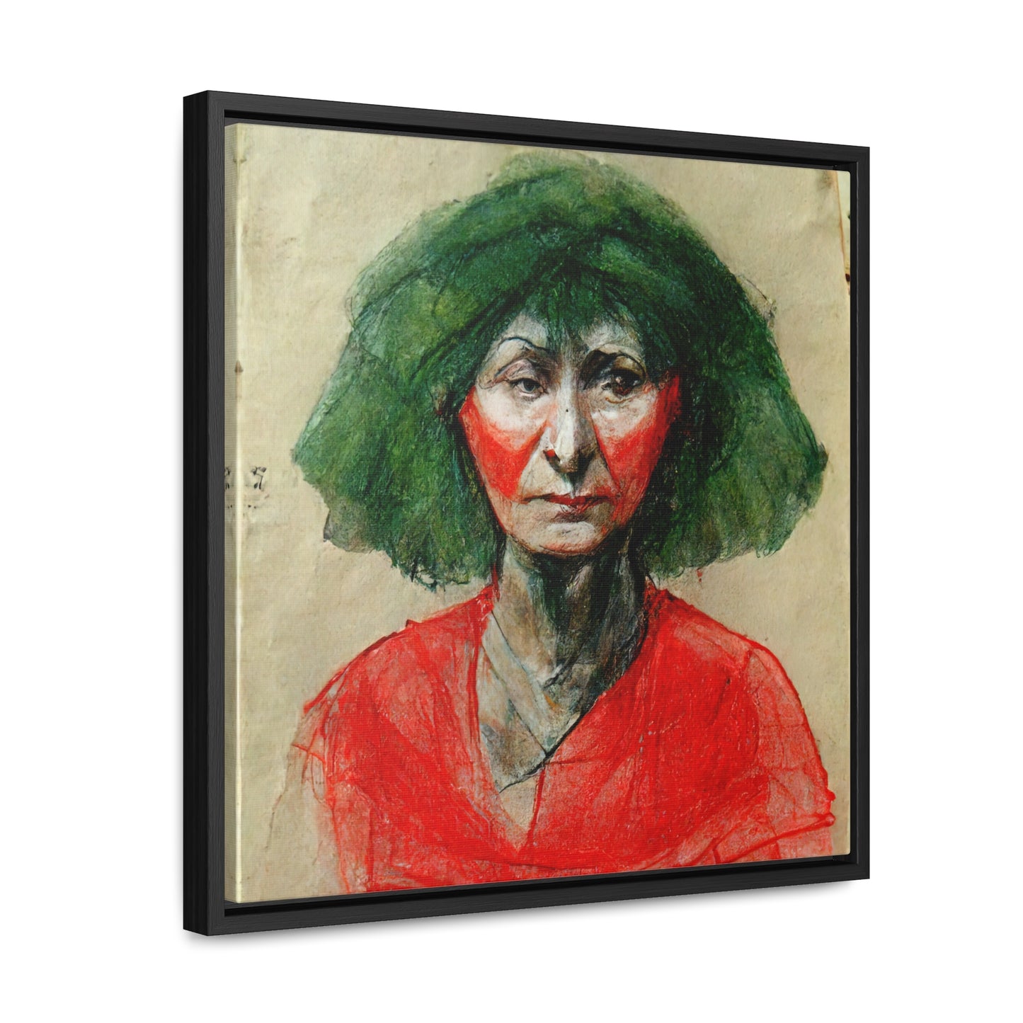 Loneliness Green Red 34, Valentinii, Gallery Canvas Wraps, Square Frame