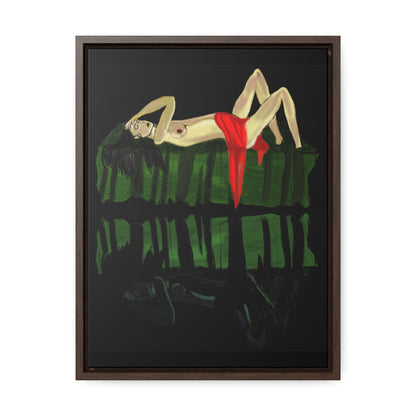 Woman in Bed in Mirror, Original Eduard Pavel, Gallery Canvas Wraps, Vertical Frame