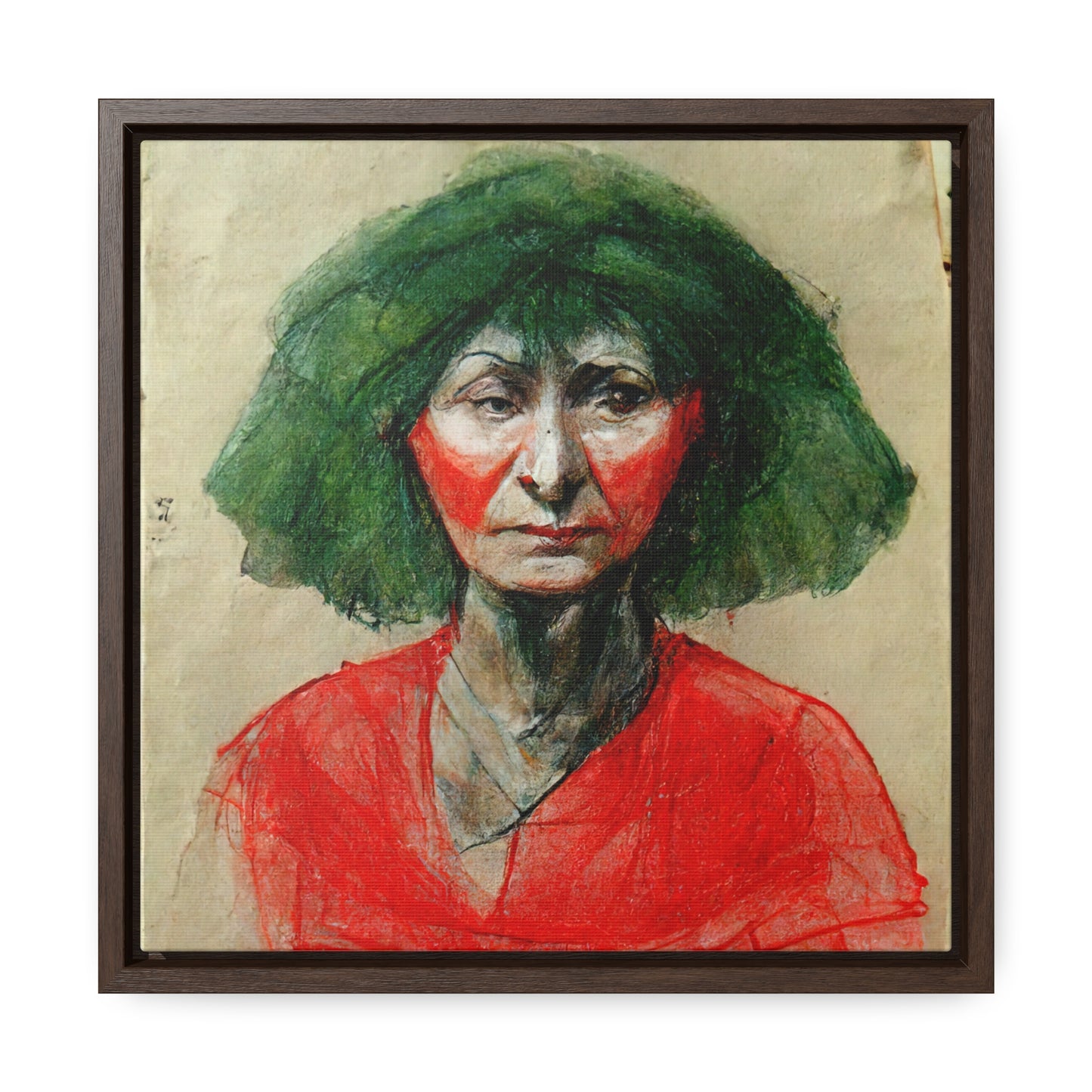 Loneliness Green Red 34, Valentinii, Gallery Canvas Wraps, Square Frame