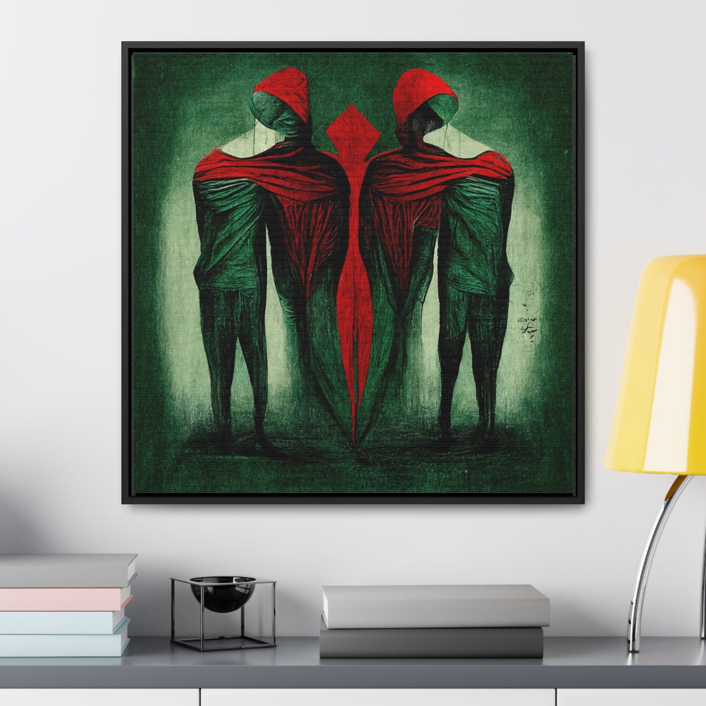 Loneliness Green Red, Valentinii, Gallery Canvas Wraps, Square Frame