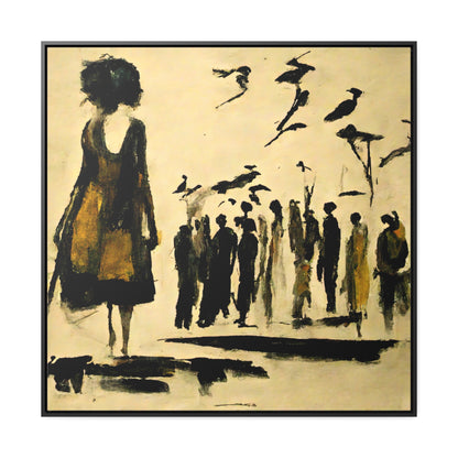 People and Birds, Valentinii, Gallery Canvas Wraps, Square Frame