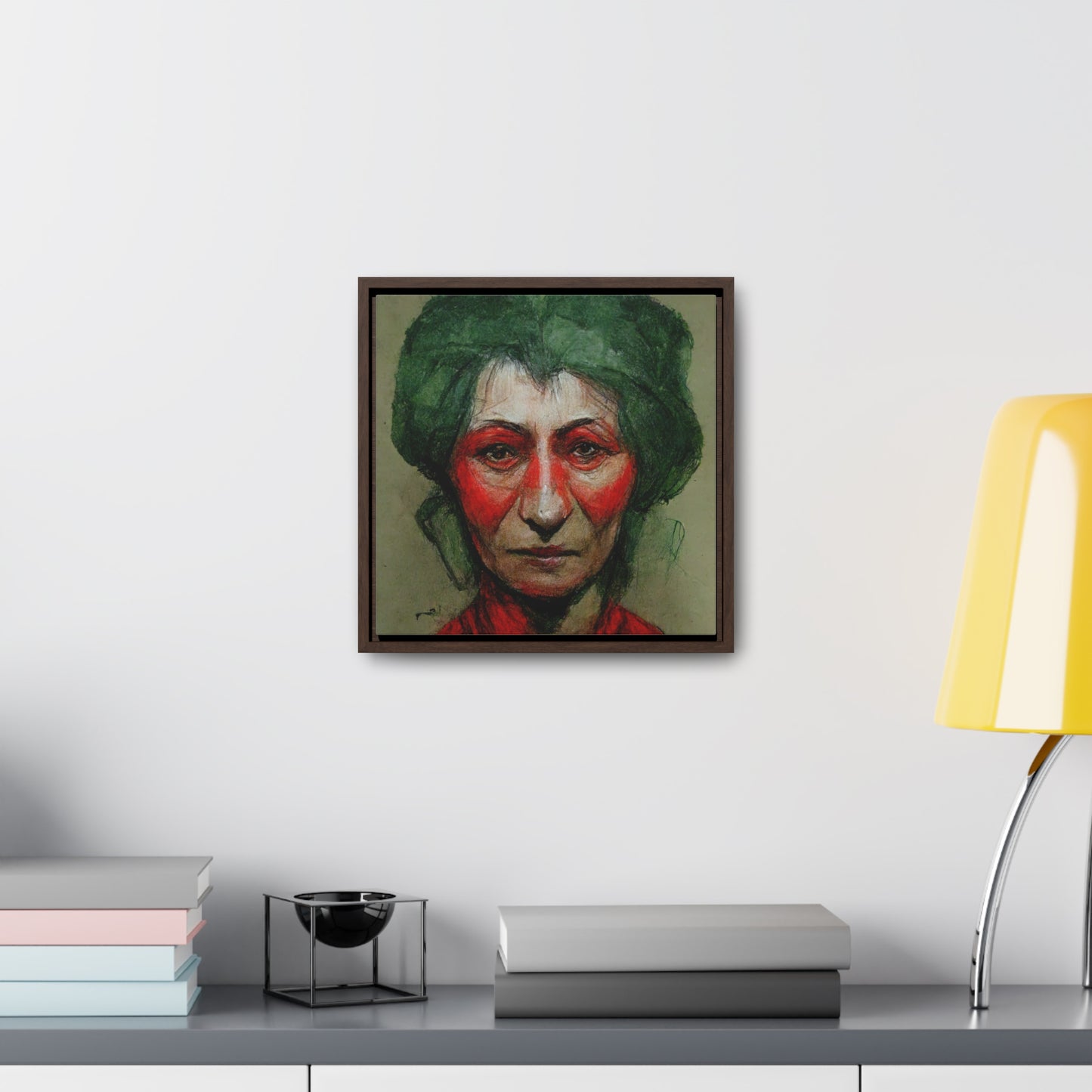 Loneliness Green Red 44, Valentinii, Gallery Canvas Wraps, Square Frame