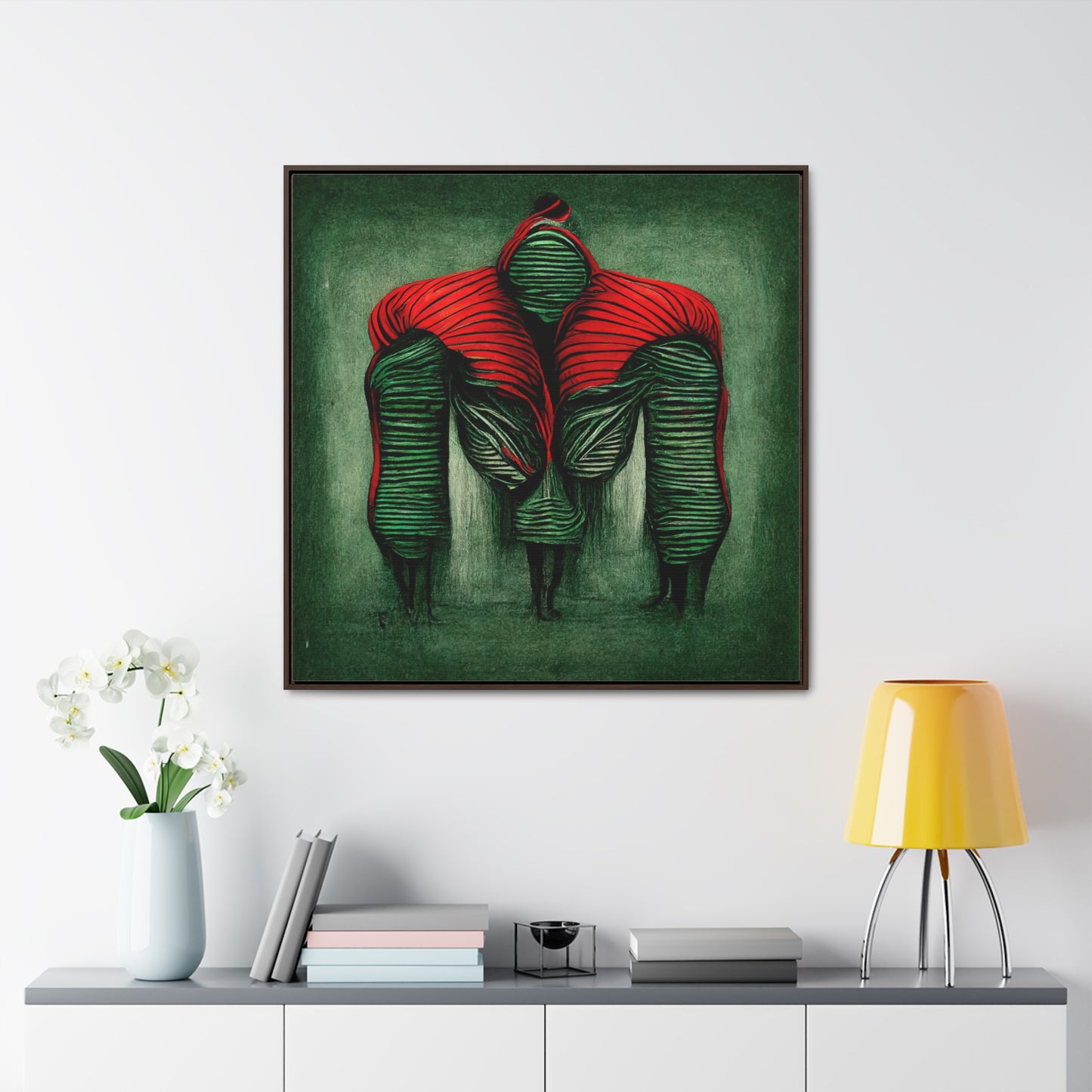 Loneliness Green Red 5, Valentinii, Gallery Canvas Wraps, Square Frame