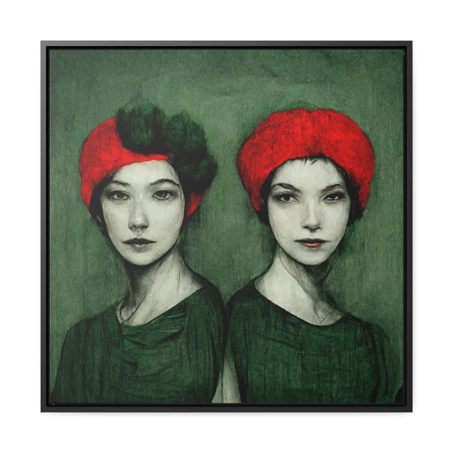 Loneliness Green Red 33, Valentinii, Gallery Canvas Wraps, Square Frame