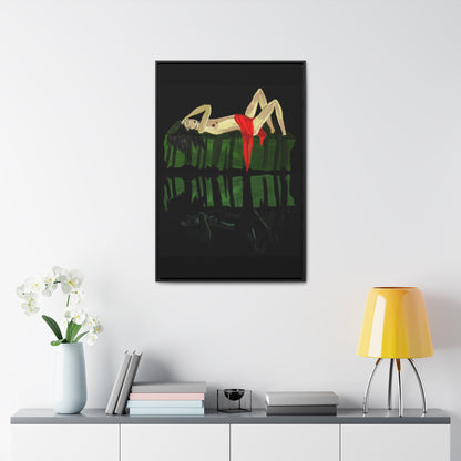 Woman in Bed in Mirror, Original Eduard Pavel, Gallery Canvas Wraps, Vertical Frame