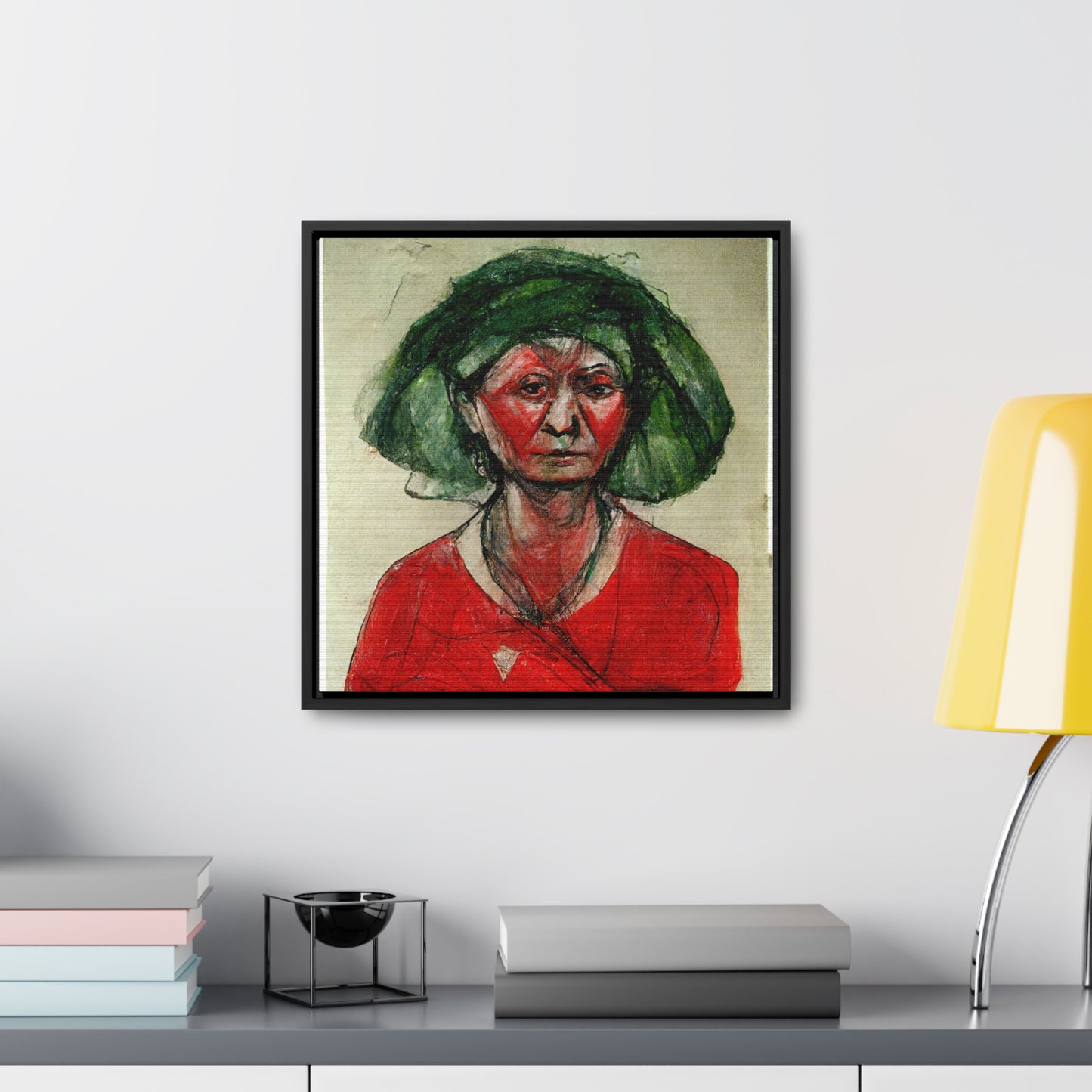 Loneliness Green Red 39, Valentinii, Gallery Canvas Wraps, Square Frame