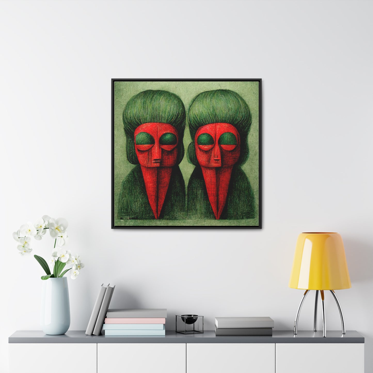 Loneliness Green Red 24, Valentinii, Gallery Canvas Wraps, Square Frame