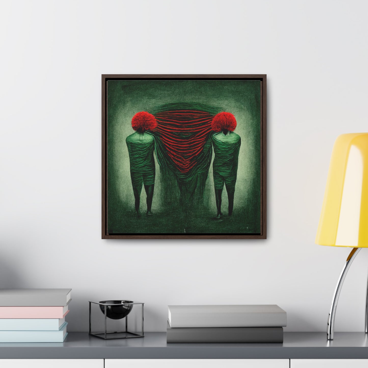 Loneliness Green Red 4, Valentinii, Gallery Canvas Wraps, Square Frame