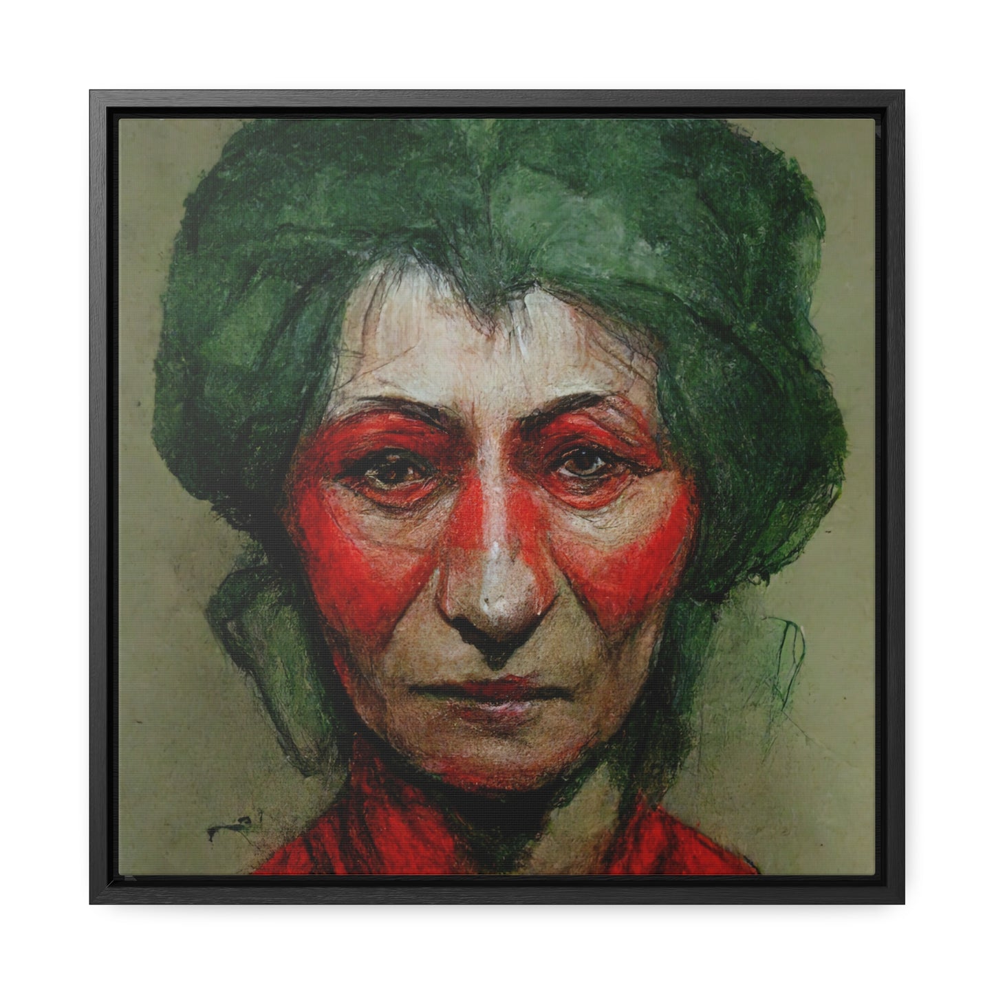 Loneliness Green Red 44, Valentinii, Gallery Canvas Wraps, Square Frame