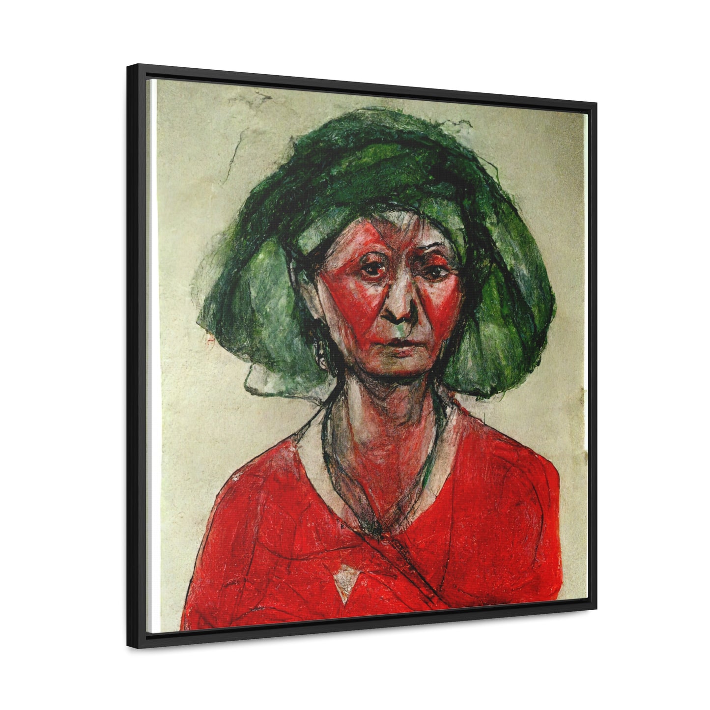 Loneliness Green Red 39, Valentinii, Gallery Canvas Wraps, Square Frame