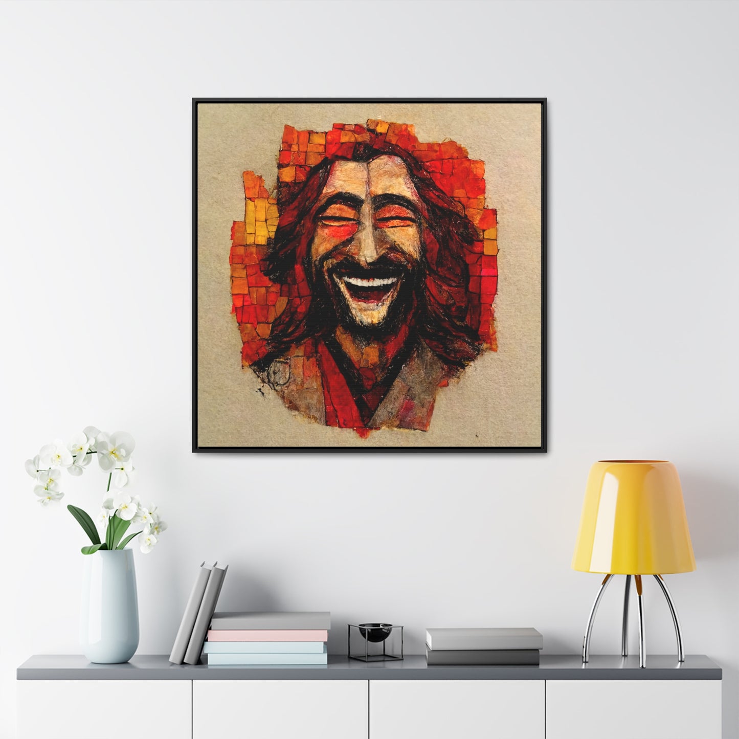 Jesus smiling 6, Valentinii, Gallery Canvas Wraps, Square Frame