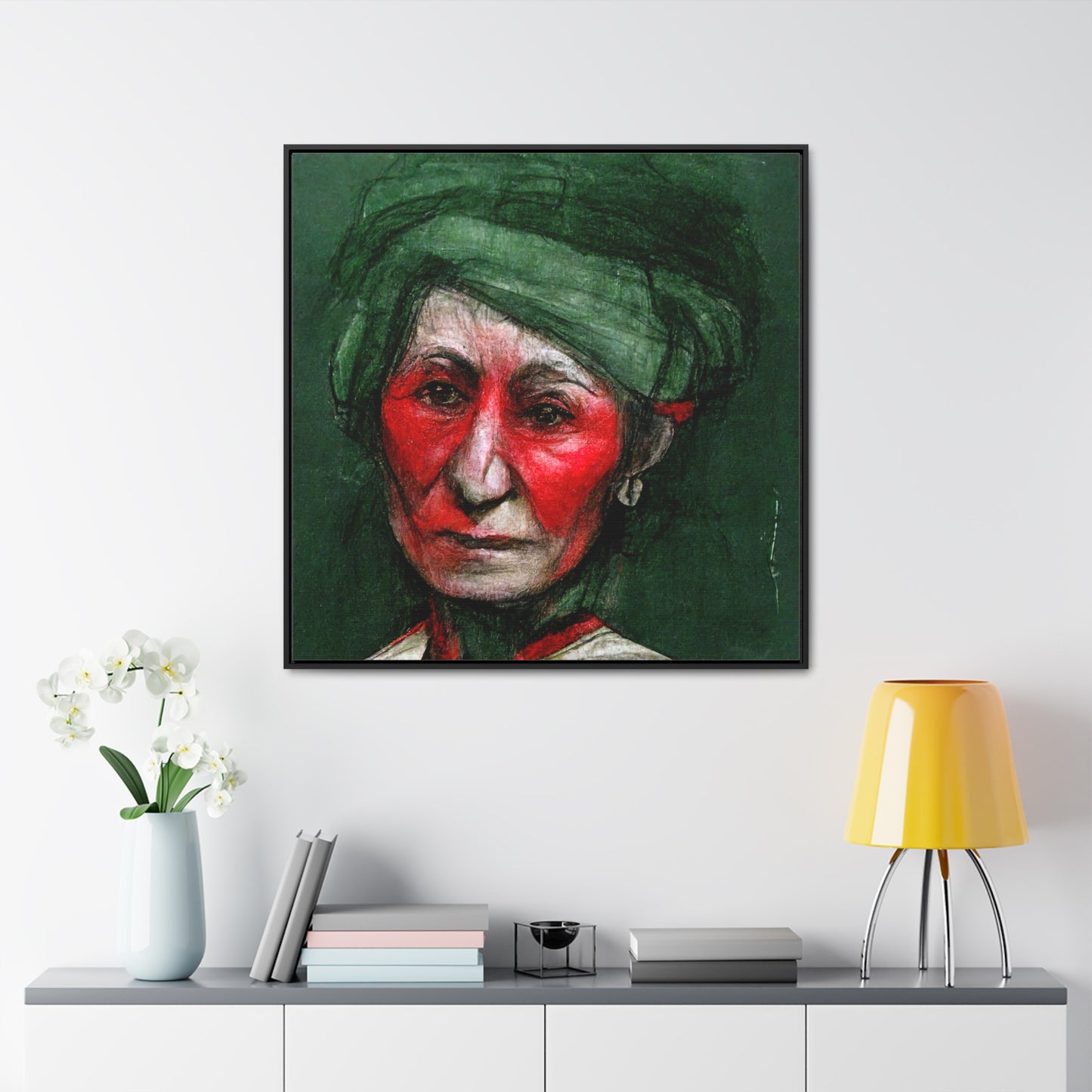 Loneliness Green Red 43, Valentinii, Gallery Canvas Wraps, Square Frame