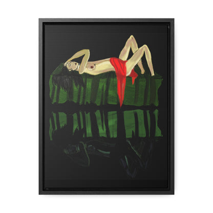 Woman in Bed in Mirror, Original Eduard Pavel, Gallery Canvas Wraps, Vertical Frame