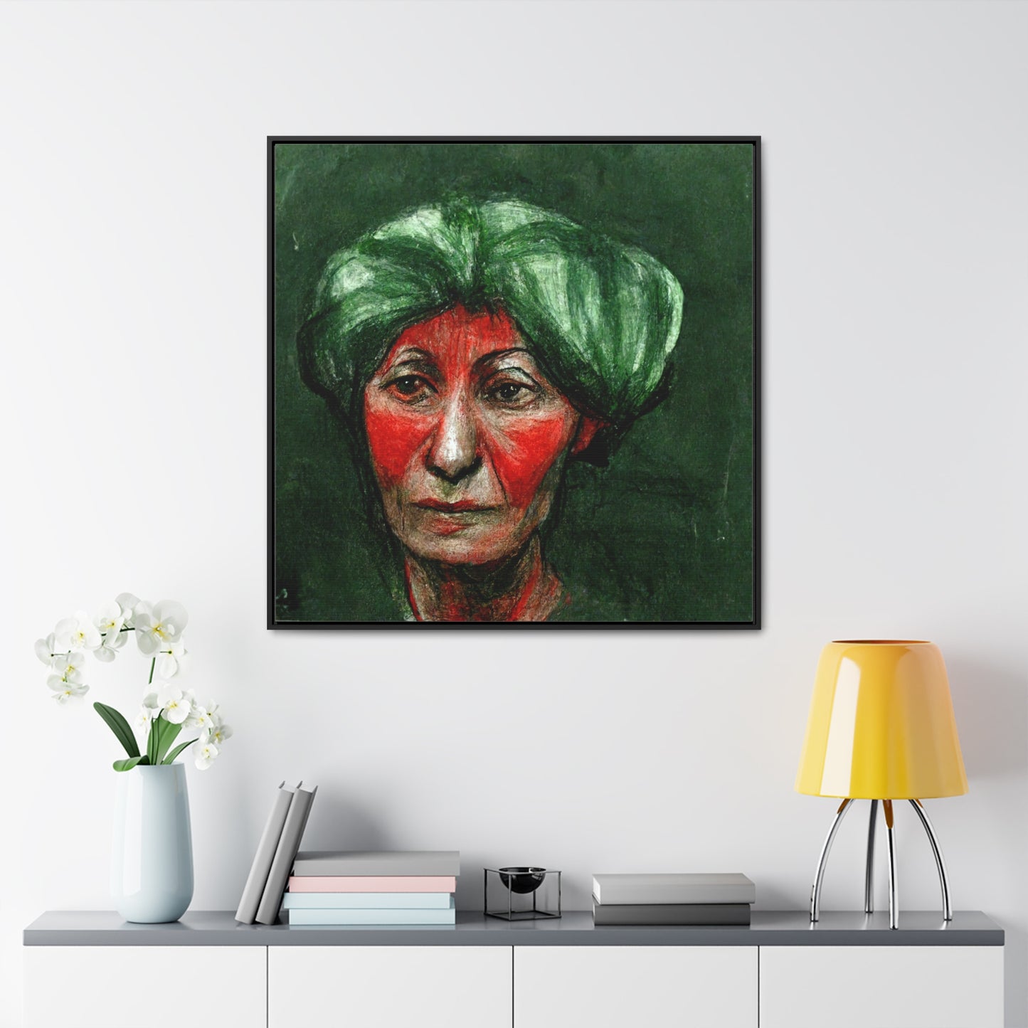 Loneliness Green Red 42, Valentinii, Gallery Canvas Wraps, Square Frame