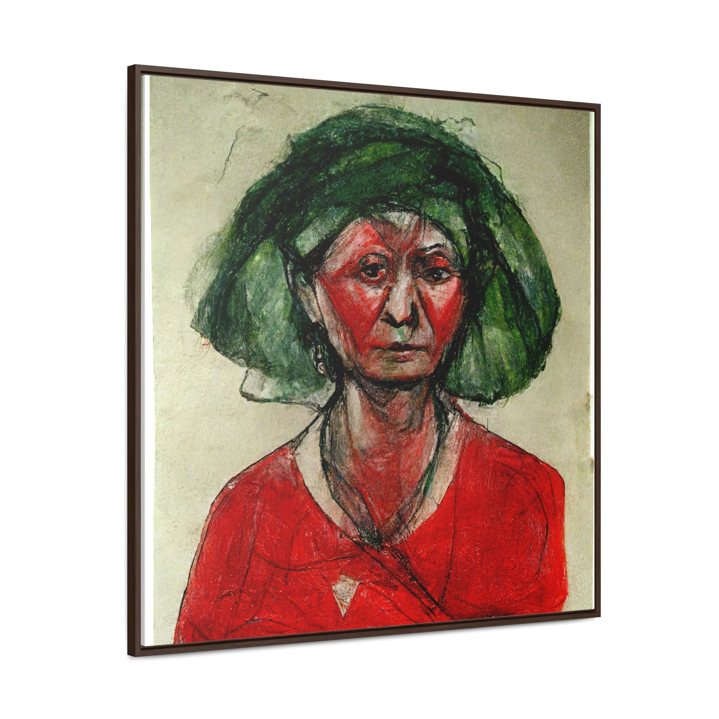 Loneliness Green Red 39, Valentinii, Gallery Canvas Wraps, Square Frame