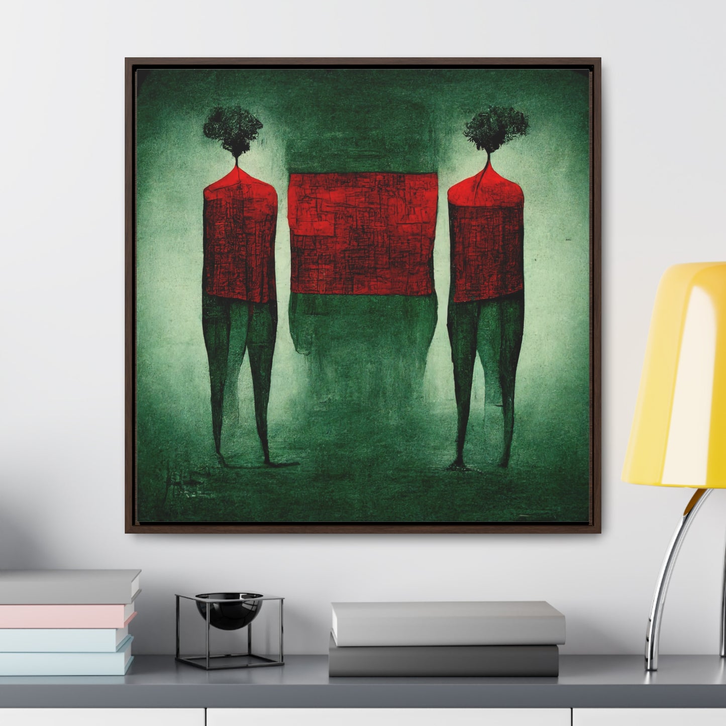 Loneliness Green Red 30, Valentinii, Gallery Canvas Wraps, Square Frame