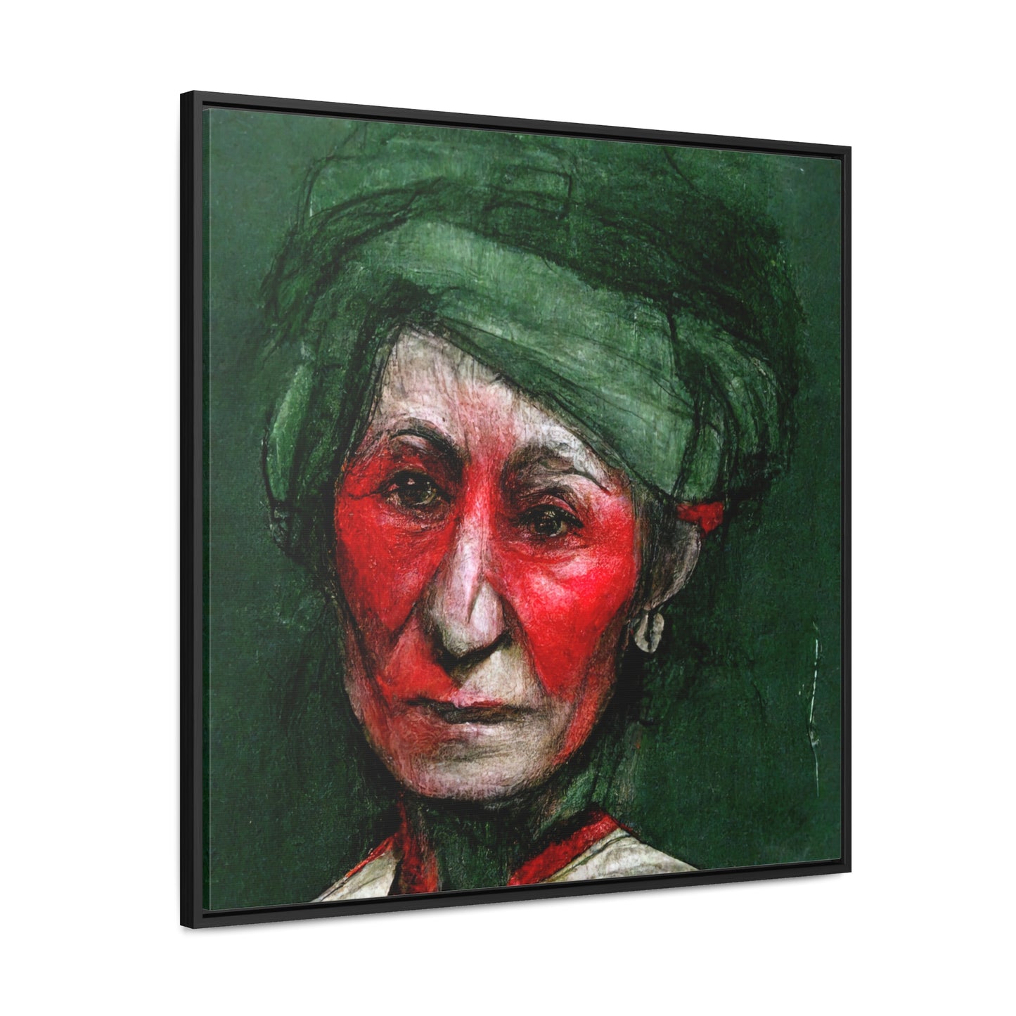 Loneliness Green Red 43, Valentinii, Gallery Canvas Wraps, Square Frame