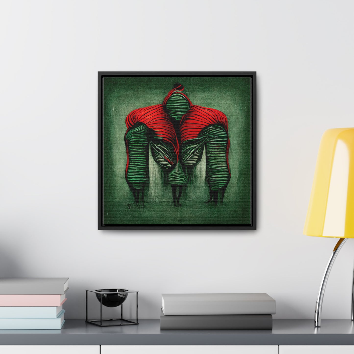 Loneliness Green Red 5, Valentinii, Gallery Canvas Wraps, Square Frame