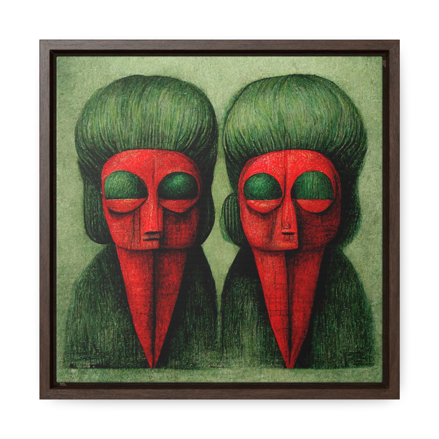 Loneliness Green Red 24, Valentinii, Gallery Canvas Wraps, Square Frame