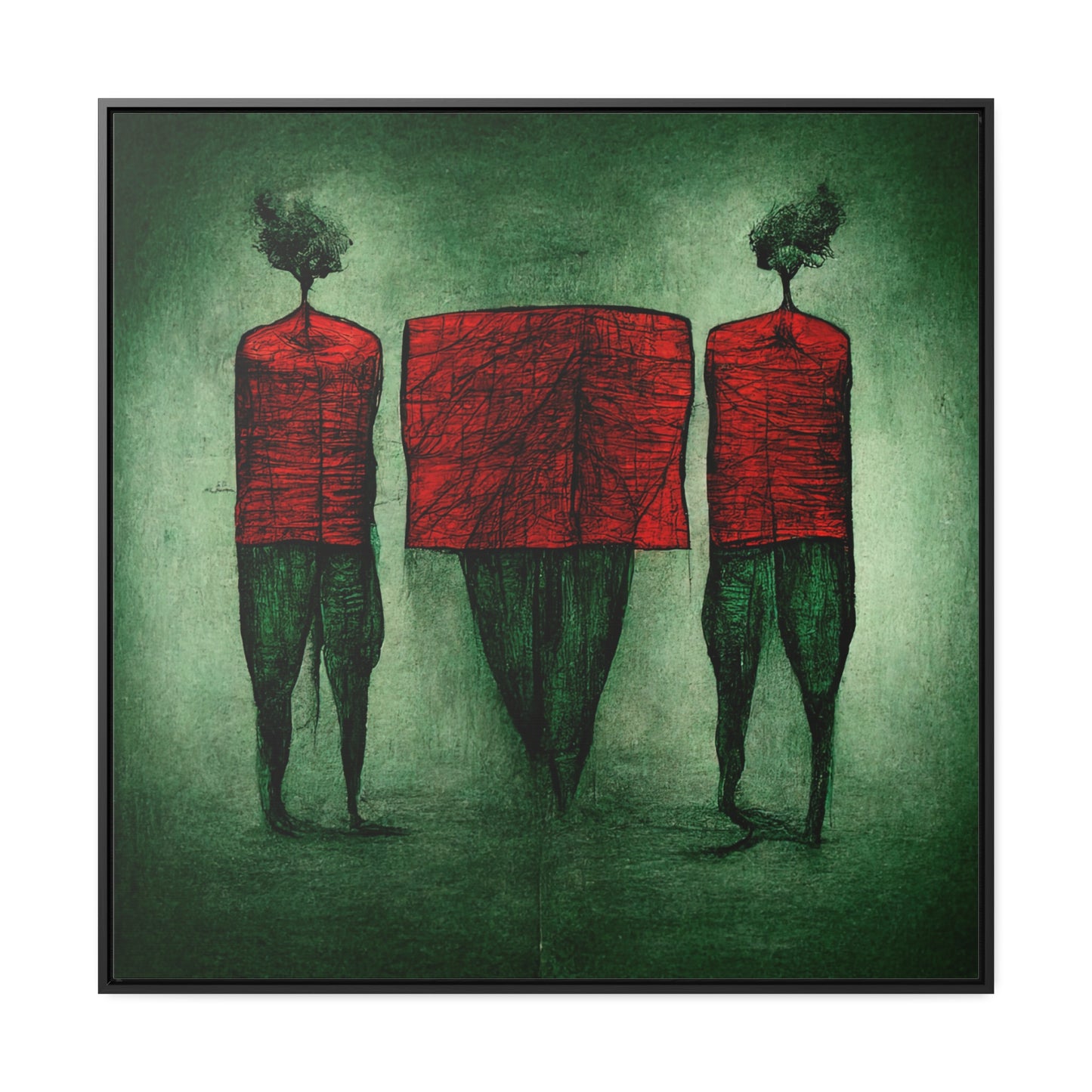 Loneliness Green Red 22, Valentinii, Gallery Canvas Wraps, Square Frame