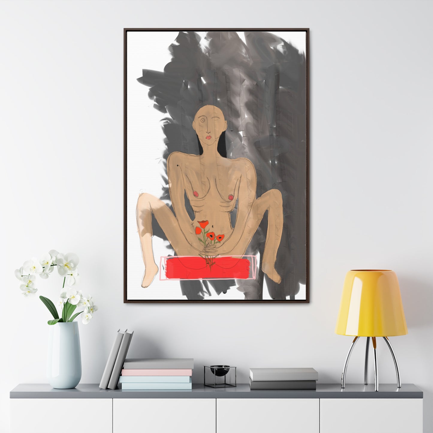 Man with Poppies, Original Eduard Pavel, Gallery Canvas Wraps, Vertical Frame